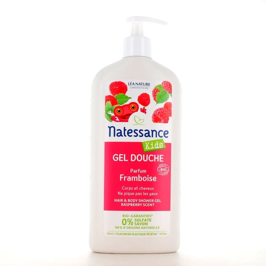 Natessance Kids Bio Gel douche corps et cheveux Framboise