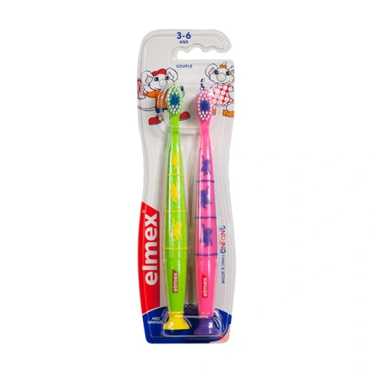 Elmex Brosse à Dents Enfant 3-6 ans Lot de 2