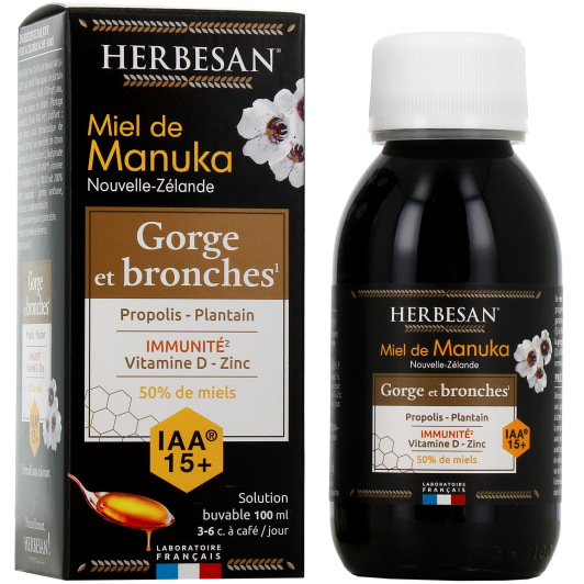 Herbesan Miel de Manuka Sirop Gorge et Bronches