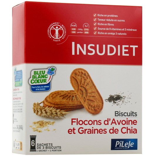 Insudiet Biscuits Flocons d'Avoine et Graines de Chia