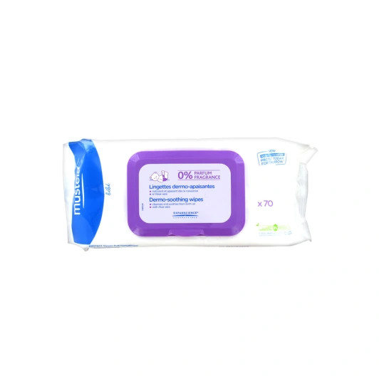 Lingettes Dermo-Apaisantes sans parfum Mustela, 70 lingettes