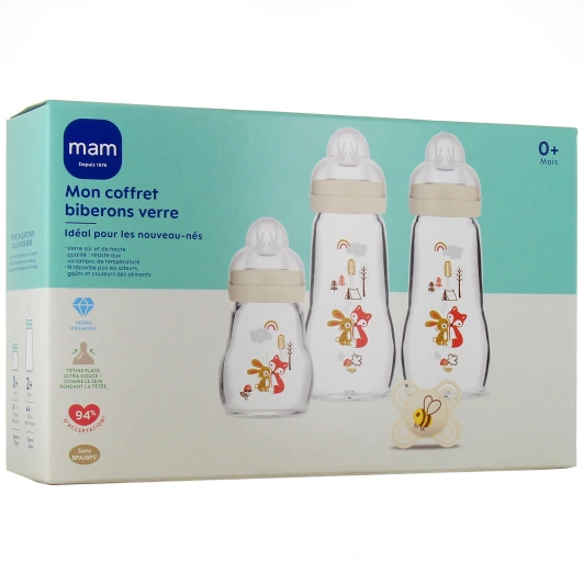 MAM Coffret 3 Biberons en Verre Naissance