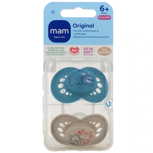 MAM Original Sucettes Anatomiques Silicone 6 Mois et +