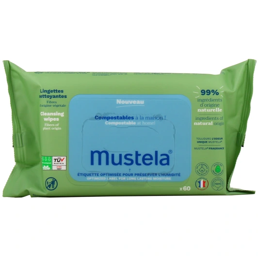 Mustela Lingettes Nettoyantes Visage, Mains et Siège