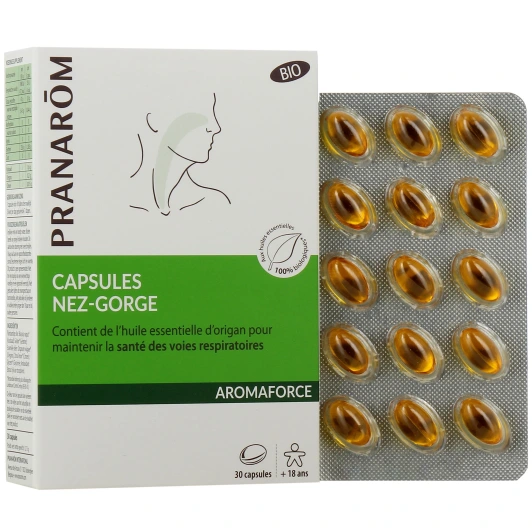 Pranarom Aromaforce Capsules Nez-Gorge Bio