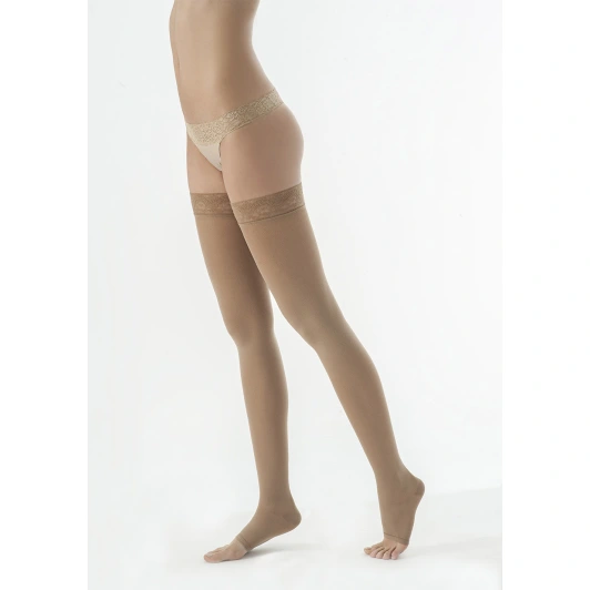 Sigvaris Dynaven Bas Auto-fixants Semi-Opaque Pieds Ouverts Classe 3