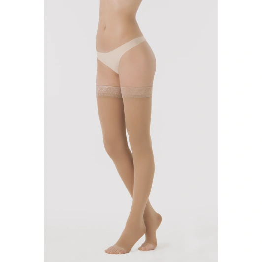 Sigvaris Essentiel Semi Transparent Bas Auto-Fixant Pied Ouvert Classe 2