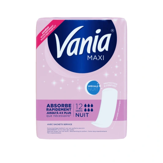 Vania Maxi Nuit 12 Serviettes hygiéniques