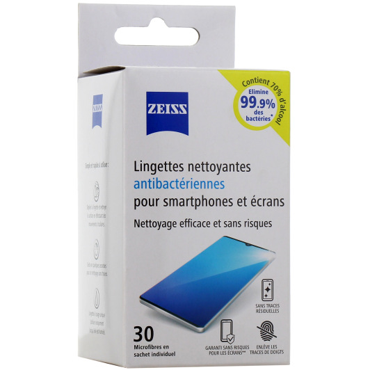 Zeiss Lingettes Nettoyantes Antibactériennes pour Smartphones et écrans