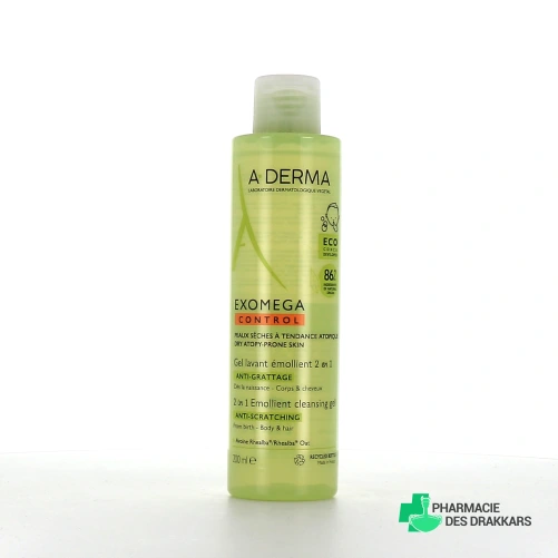 A-Derma Exomega Control Gel Lavant Émollient 2 en 1 Anti-Grattage