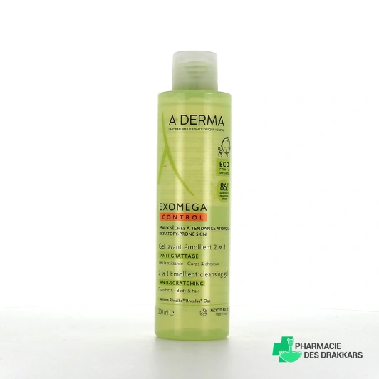 A-Derma Exomega Control Gel Lavant Émollient 2 en 1 Anti-Grattage