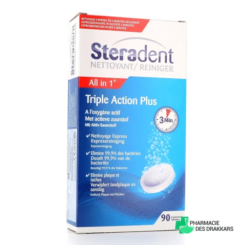 Steradent Triple-Action Plus Nettoyage Prothèse Dentaire