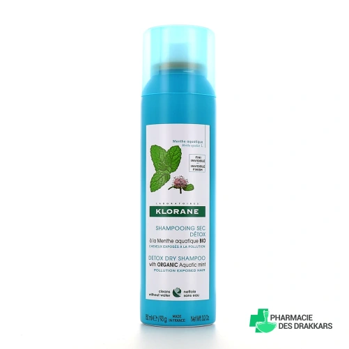 Klorane Shampoing sec Détox Menthe Aquatique Bio