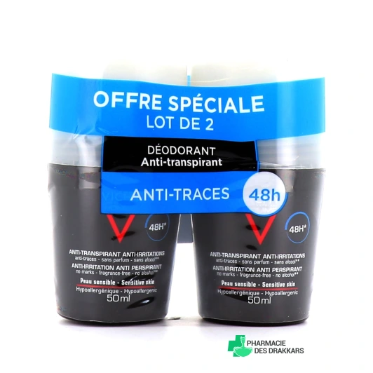 Vichy Homme Déodorant Anti-transpirant 48h Peaux sensibles