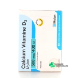 Calcium Vitamine D3 500 mg/400 UI Mylan - Vue 360°