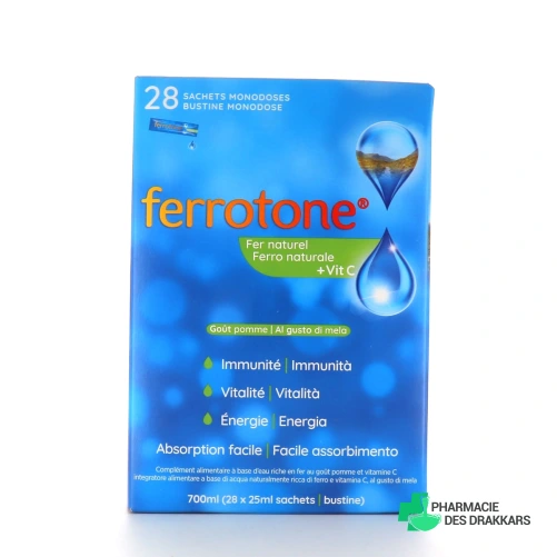 Ferrotone Fer naturel Vitamine C Goût Pomme