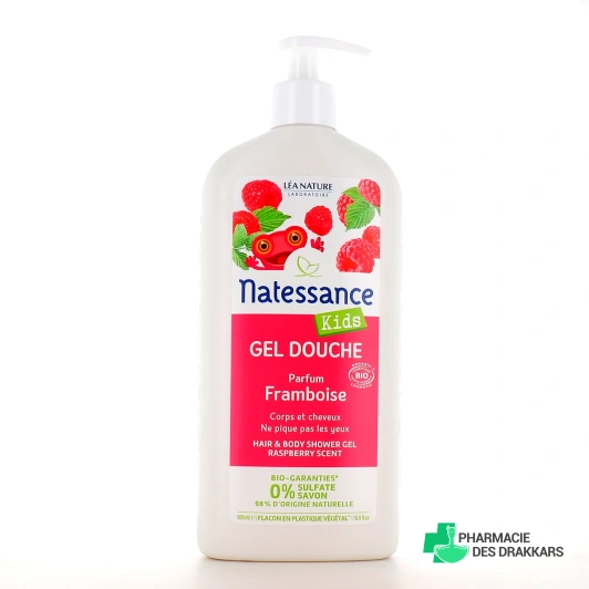 Natessance Kids Bio Gel douche corps et cheveux Framboise