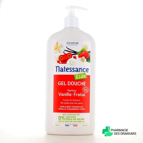 Natessance Kids Bio Gel douche corps et cheveux Vanille Fraise