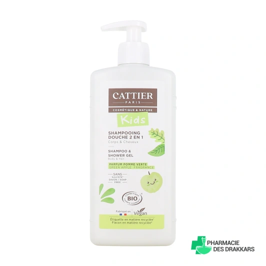 Cattier Kids Shampooing Douche 2 en 1 Bio Pomme Verte