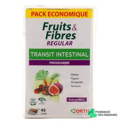 Ortis Fruits & Fibres Regular Transit Intestinal Cubes à Mâcher - Vue 360°
