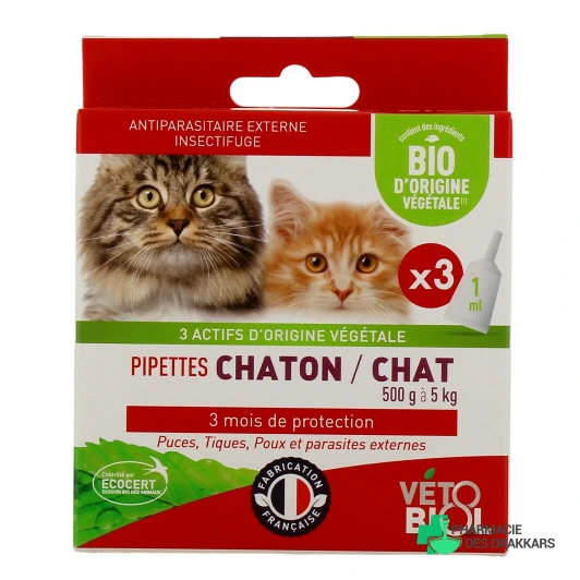 Vétobiol Antiparasitaire Pipettes Chaton / Chat