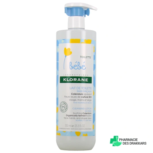 Klorane Bébé Lait de toilette sans rinçage Calendula apaisant