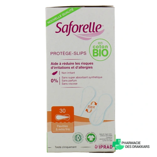Saforelle Protège-slips flexibles et extra-fins en coton Bio - Vue 360°