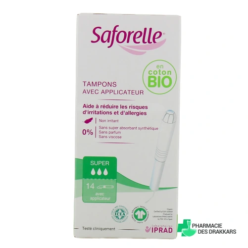 Saforelle Tampons avec applicateur Coton Bio