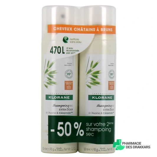 Klorane Shampoing Sec Avoine Céramide Cheveux Bruns