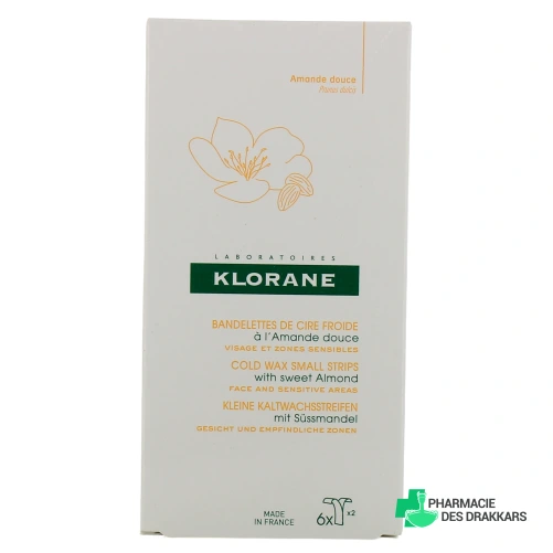 Klorane Bandelettes de Cire Froide Visage et Zones sensibles