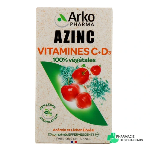 Azinc Vitamines C + D3 100 % végétales