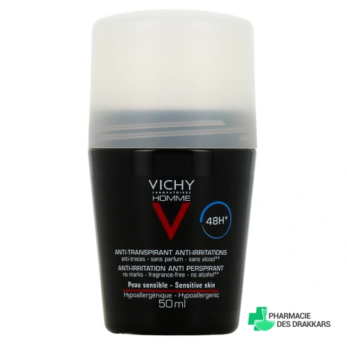 Vichy Homme Déodorant Anti-transpirant 48h Peaux sensibles