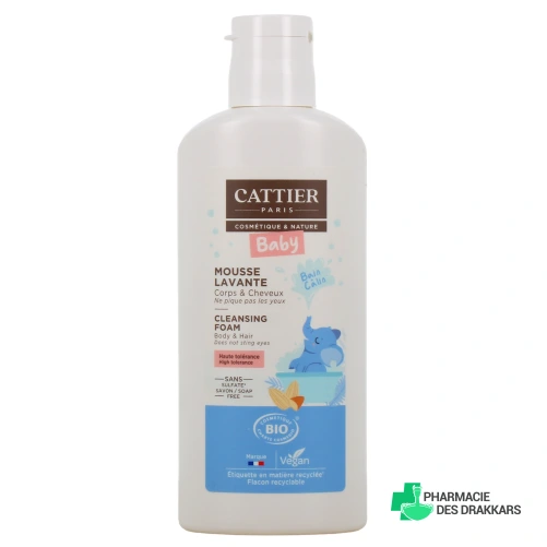 Cattier Bébé Mousse Lavante Bio Cheveux et Corps