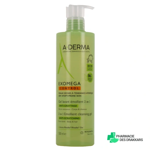 A-Derma Exomega Control Gel Lavant Émollient 2 en 1 Anti-Grattage