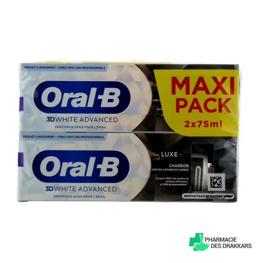 Oral B 3D White Advanced Dentifrice Luxe Charbon