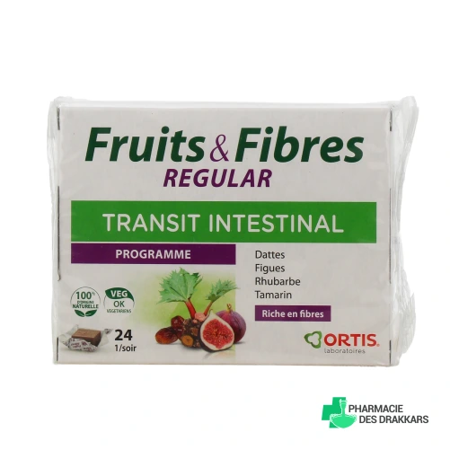 Ortis Fruits & Fibres Regular Transit Intestinal Cubes à Mâcher - Vue 360°