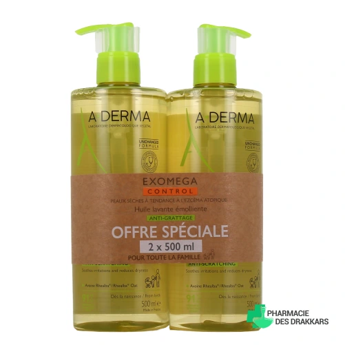 Exomega Control Huile Lavante Émolliente Anti-Grattage