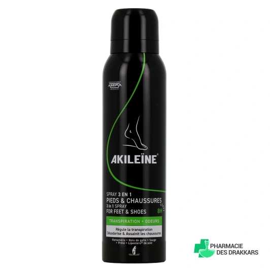 Akileïne Spray Noir 3 en 1 Pieds et Chaussures
