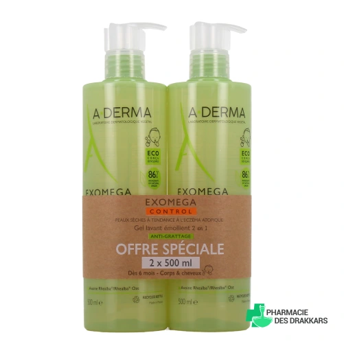 A-Derma Exomega Control Gel Lavant Émollient 2 en 1 Anti-Grattage