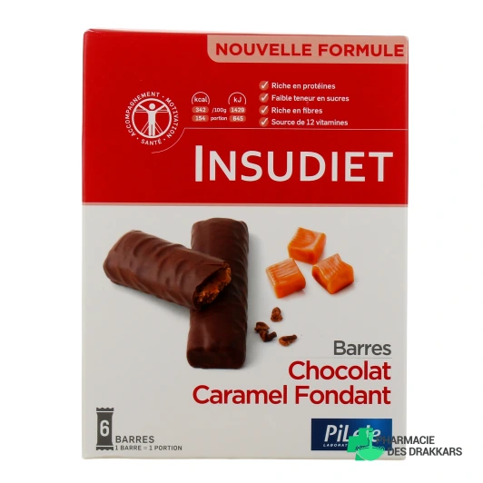Insudiet Barres Chocolat Caramel Fondant