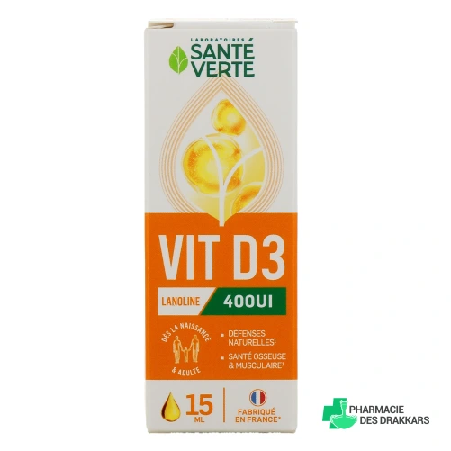 Santé Verte Vitamine D3 400UI Défenses naturelles