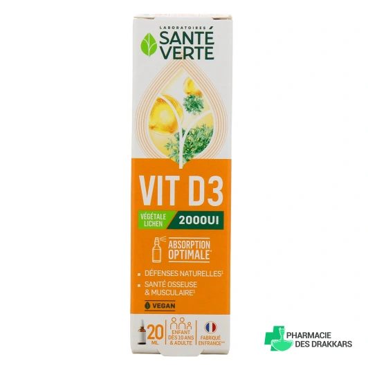 Santé Verte Vitamine D3 Végétale 2000 UI