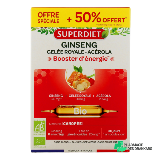 Super Diet Ginseng Gelée Royale Acérola Bio ampoules