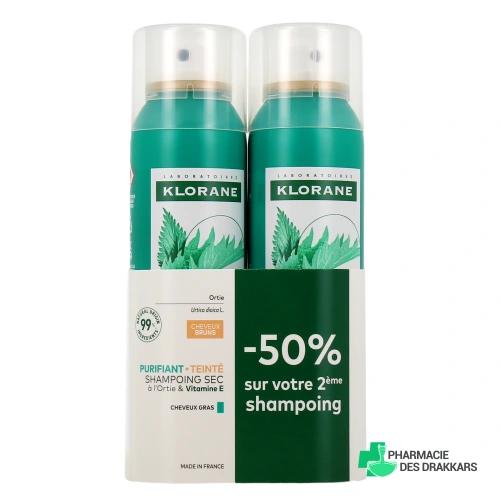 Klorane Shampoing Sec à l'Ortie Cheveux Châtains à Bruns