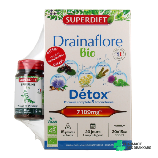 Super Diet Drainaflore Bio 20 ampoules