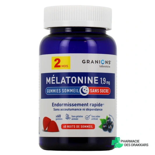 Granions Mélatonine 1,9mg Endormissement rapide