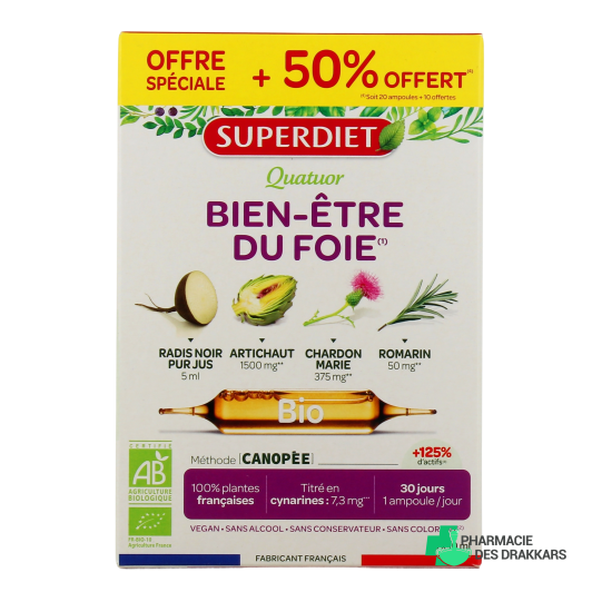 Super Diet Quatuor Bien-Être du Foie Bio ampoules