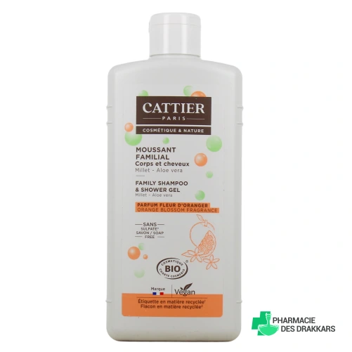 Cattier Gel Moussant Familial Bio Corps et Cheveux Sans sulfate