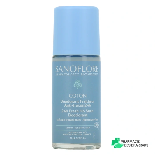 Sanoflore Déodorant Fraicheur Bio Anti-traces 24h Coton
