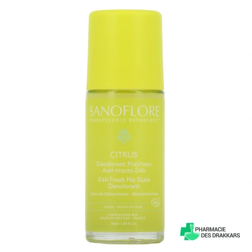 Sanoflore Déodorant Fraicheur Bio Anti-traces 24h Citrus